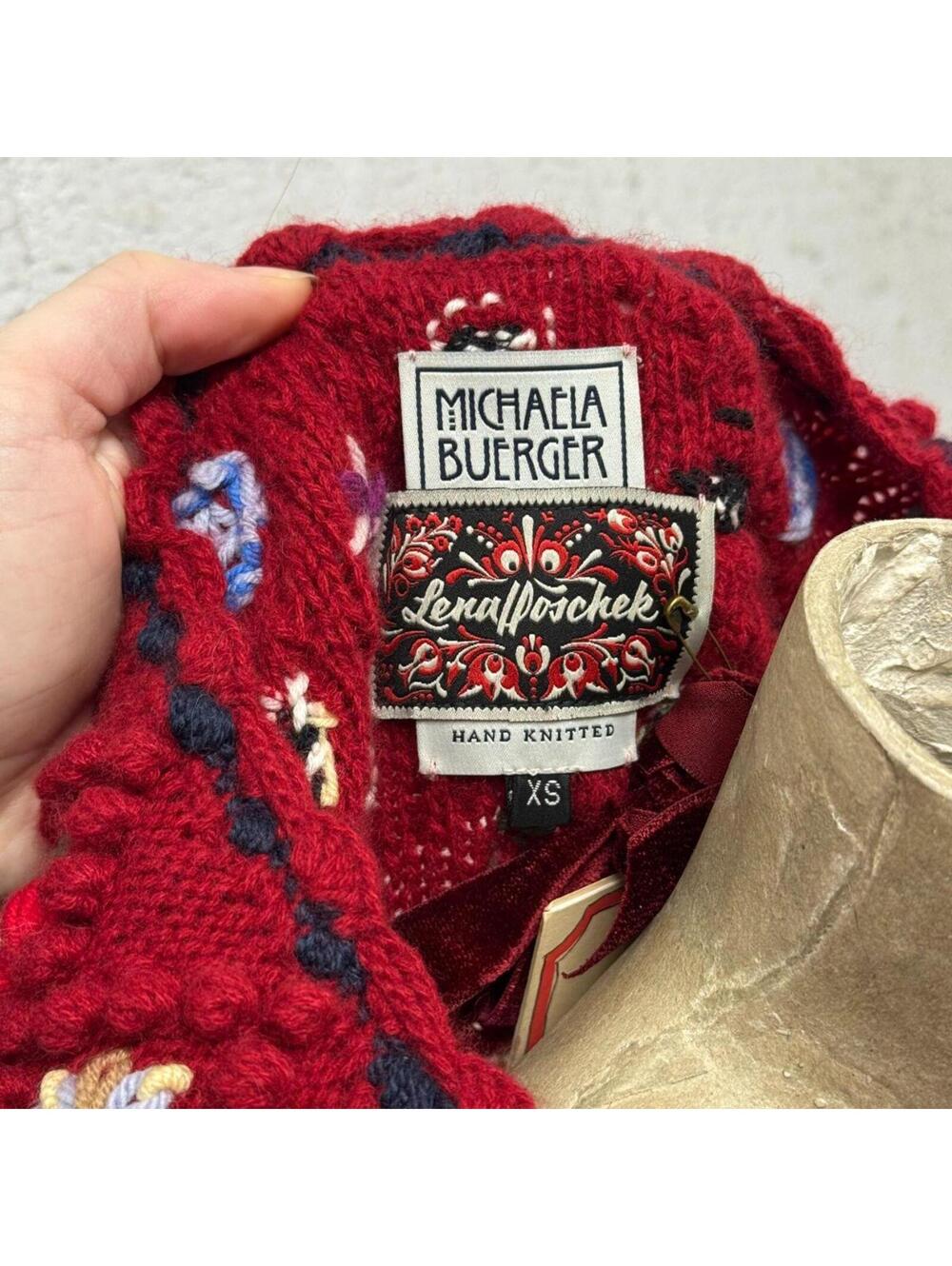 Ultra-Rare Michaela Buerger Lena Hoschek Red Anniversary Cardigan Cashmere 10/25 - Picture 7 of 8